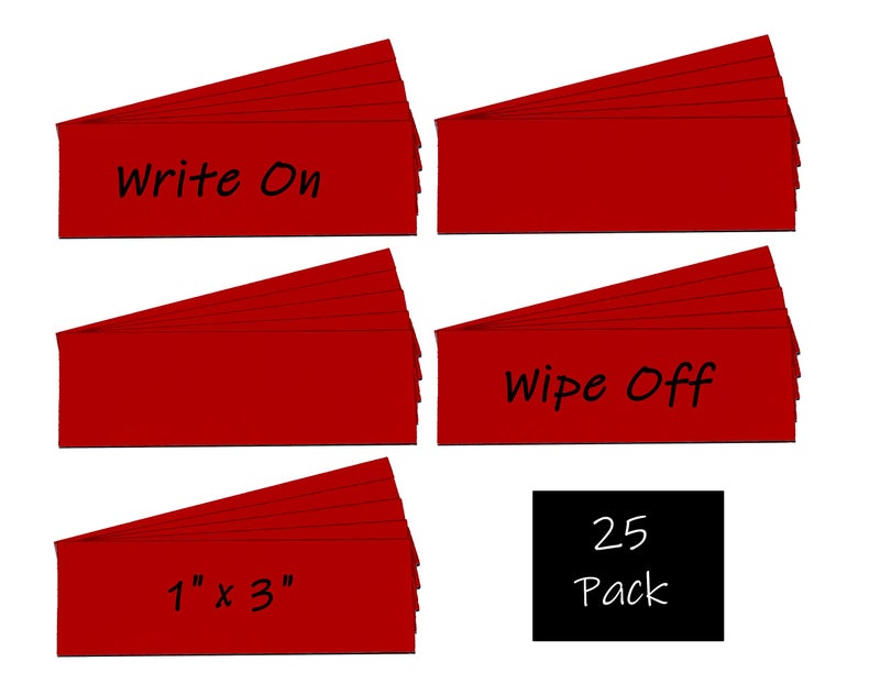 MV Magna Visual Magna Visual 1" x 3" Red Pre-Cut Write On Wipe Off Magnetic Strips 25 Pack - Image 2